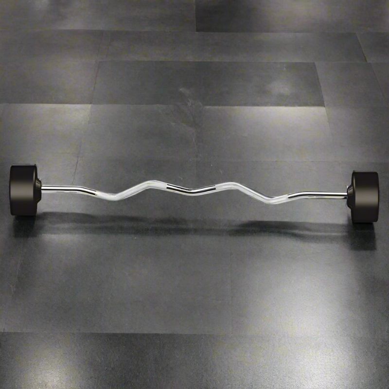 YORK Rubber Fixed Pro Curl Barbell inside Gym