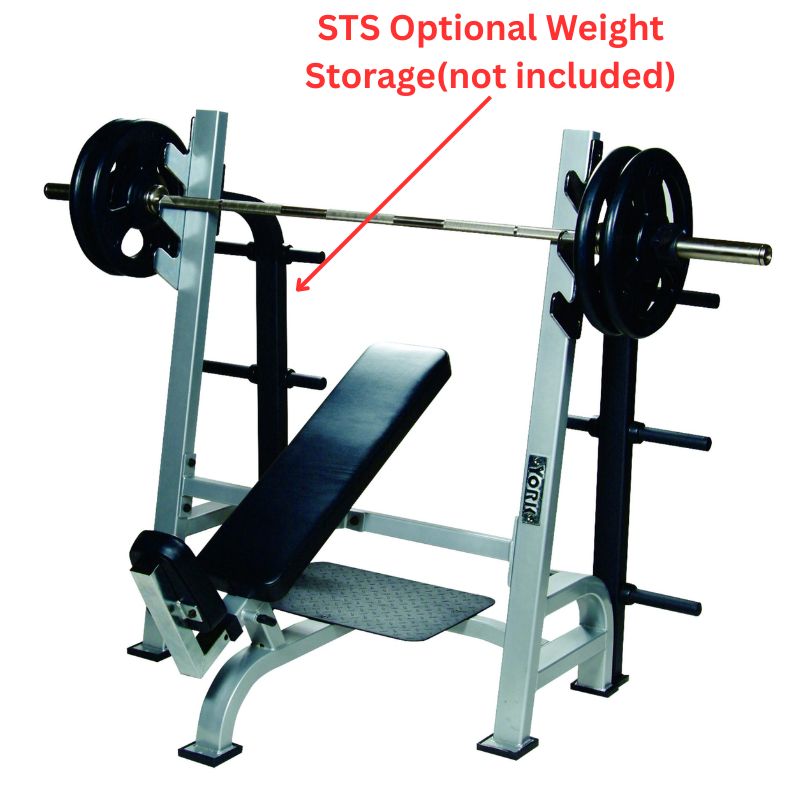 YORK STS Olympic Incline Bench Press with Gun Racks STS OPtional Weight Storage
