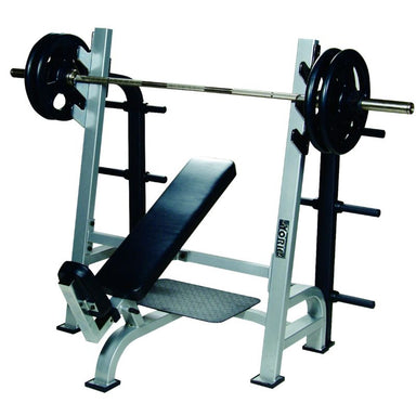 YORK STS Olympic Incline Bench Press with Gun Racks Silver with Weight Plates