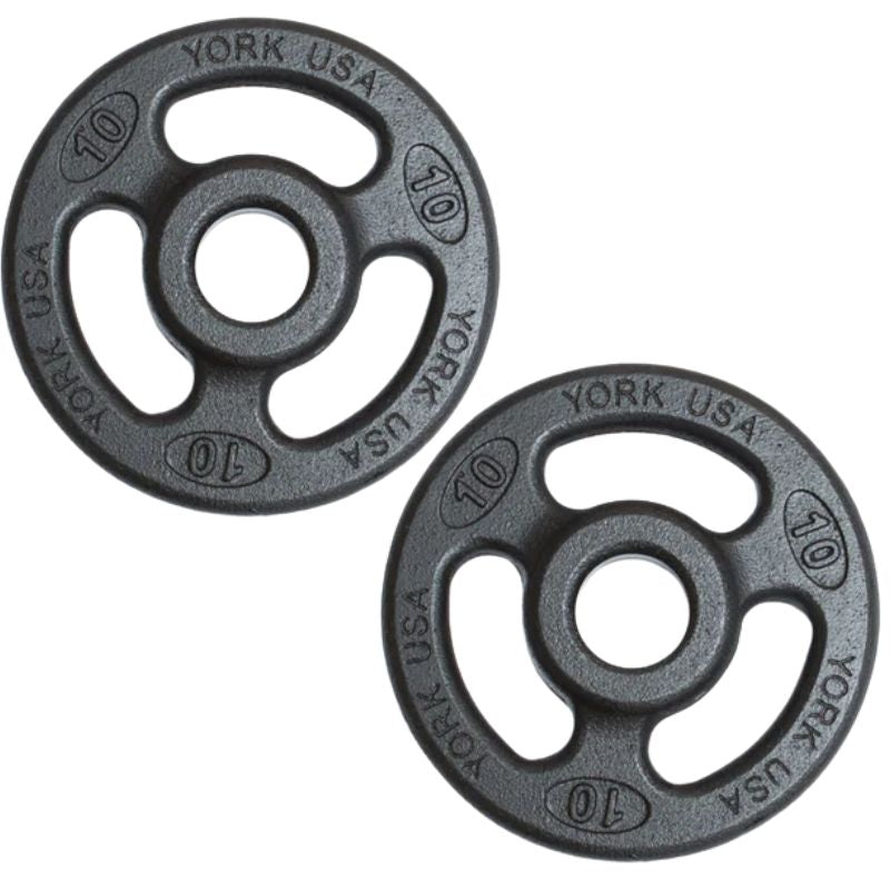 YORK _ISO-GRIP_ Steel Composite Olympic Grip Plate - Black 10 lb Weight Plate Pair
