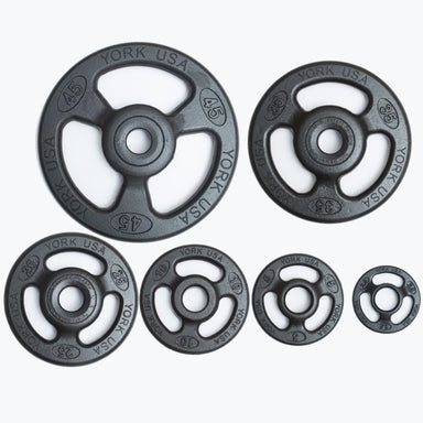 YORK _ISO-GRIP_ Steel Composite Olympic Grip Plate - Black 2.5 lb Weight Plate to 45 lb Weight Plate
