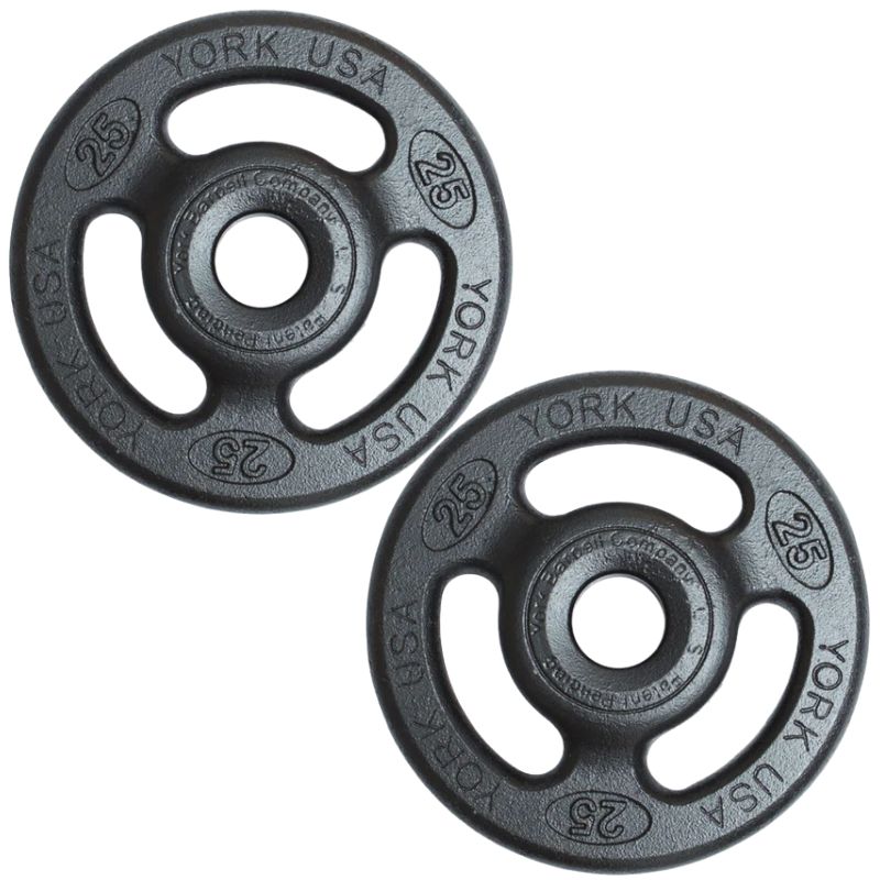 YORK _ISO-GRIP_ Steel Composite Olympic Grip Plate - Black 25 lb Weight Plate Pair