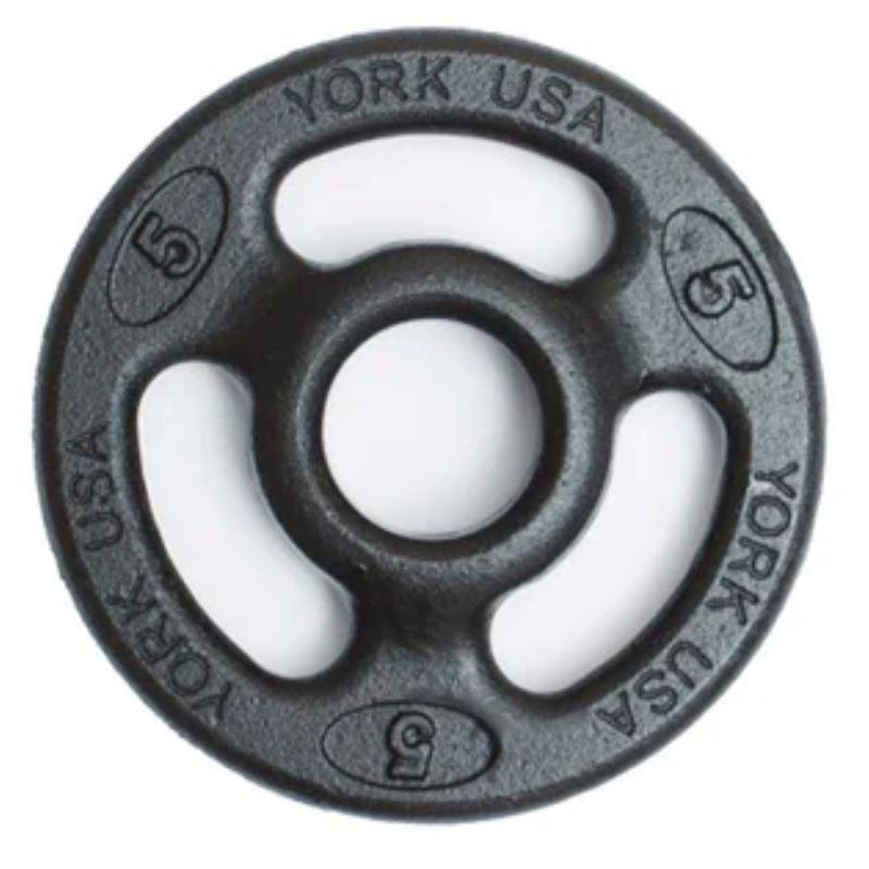 YORK _ISO-GRIP_ Steel Composite Olympic Grip Plate - Black 5 lb Weight Plate Single
