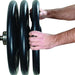 YORK _ISO-GRIP_ Steel Composite Olympic Grip Plate - Black Loading into Olympic Bar