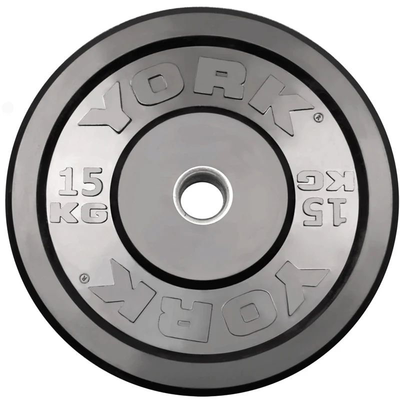 York 160kg Black Rubber Training Bumper Plate Set 15 kg Bumper Plate