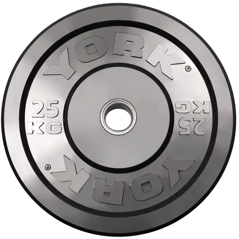 York 160kg Black Rubber Training Bumper Plate Set 25 kg Bumper Plate