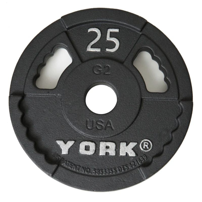 York 2″ G-2 Cast Iron Olympic Weight Plates 25 lb olympic plate single