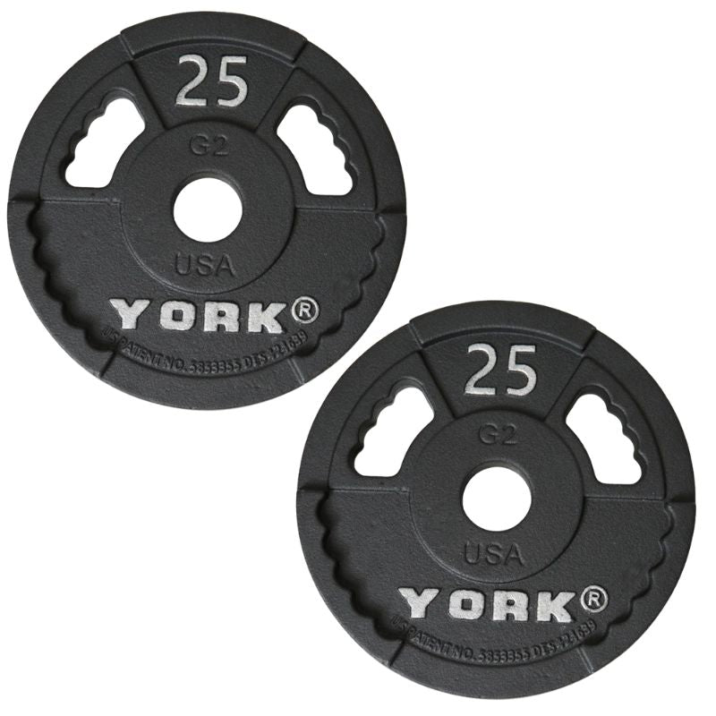 York 2″ G-2 Cast Iron Olympic Weight Plates 25 lb olympic plates pair