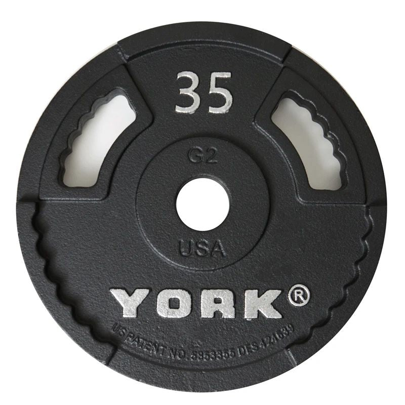 York 2″ G-2 Cast Iron Olympic Weight Plates 35 lb olympic plate single