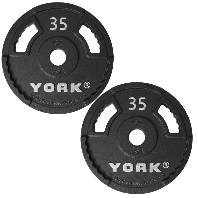 York 2″ G-2 Cast Iron Olympic Weight Plates 35 lb olympic plates pair