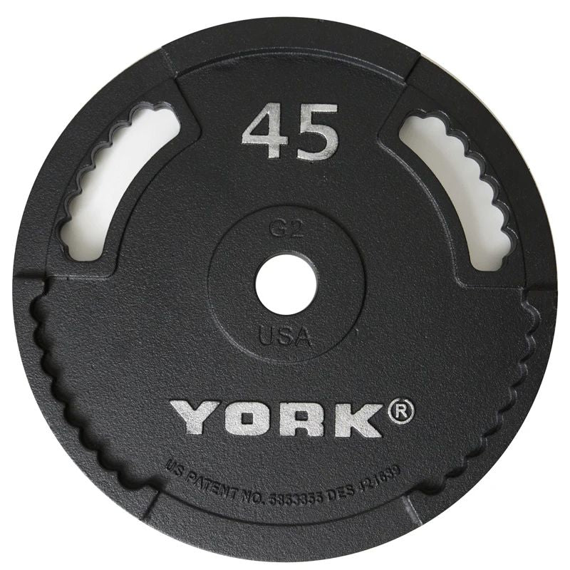 York 2″ G-2 Cast Iron Olympic Weight Plates 45 lb olympic plate single