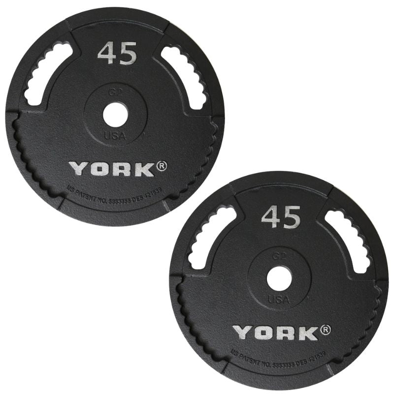 York 2″ G-2 Cast Iron Olympic Weight Plates 45 lb olympic plates pair