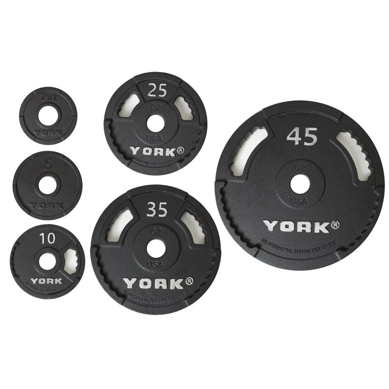 York 2″ G-2 Cast Iron Olympic Weight Plates Set
