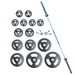 York 300lb Black Iso-Grip  Rubber Encased Steel  Olympic Plate Set  Pair Spring Collars | 29026