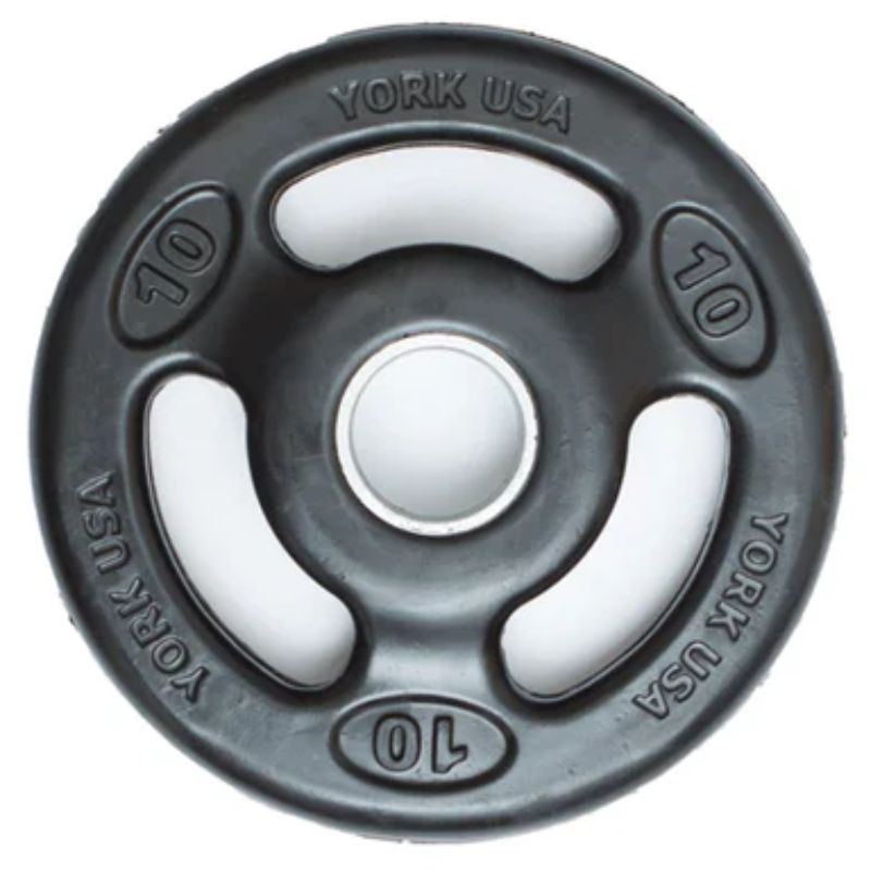 York 300lb Iso-Grip Rubber-Encased Steel Olympic Plate Set 10 lb Weight Plate
