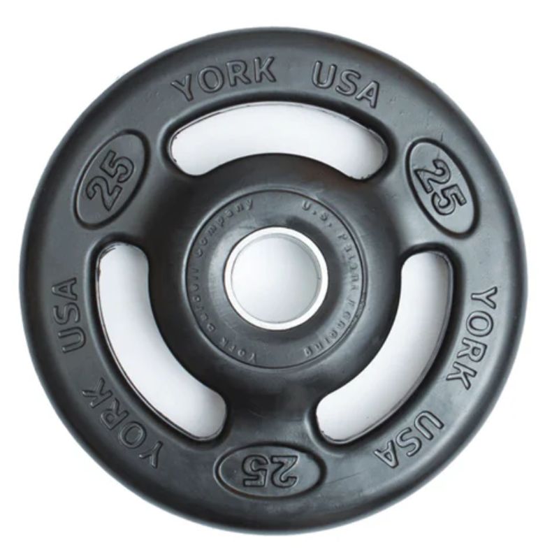 York 300lb Iso-Grip Rubber-Encased Steel Olympic Plate Set 25 lb Weight Plate