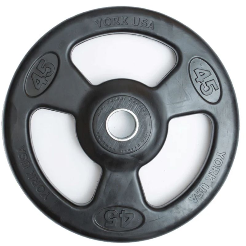 York 300lb Iso-Grip Rubber-Encased Steel Olympic Plate Set 45 lb Weight Plate