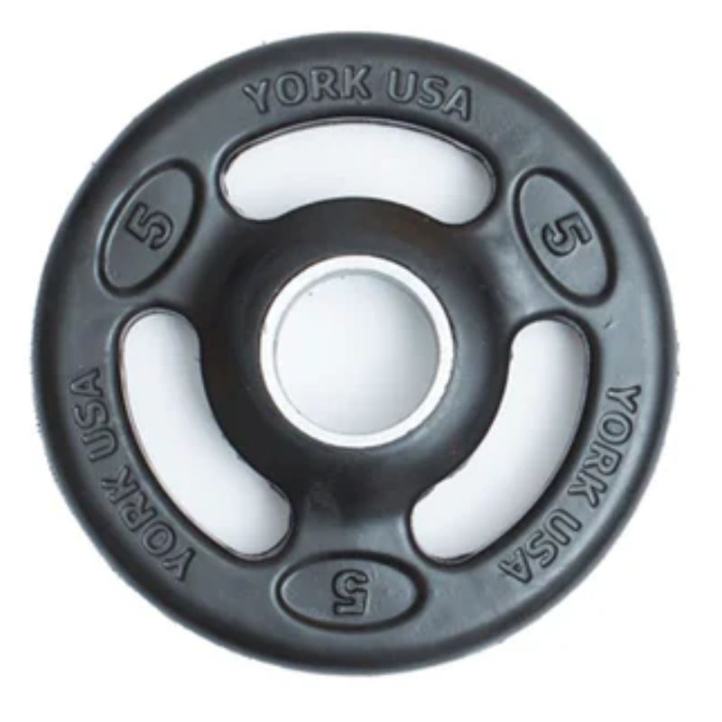 York 300lb Iso-Grip Rubber-Encased Steel Olympic Plate Set 5 lb Weight Plate