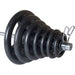 York 300lb Iso-Grip Rubber-Encased Steel Olympic Plate Set Stacked in Olympic Bar with Spring Collars