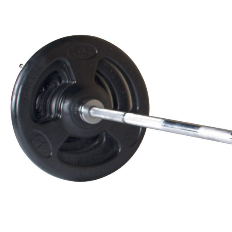 York 300lb Iso-Grip Rubber-Encased Steel Olympic Plate Set with 7 olympic bar