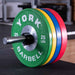 York Barbell Competition Barbell Bumper Plates 25-55lbs loaded