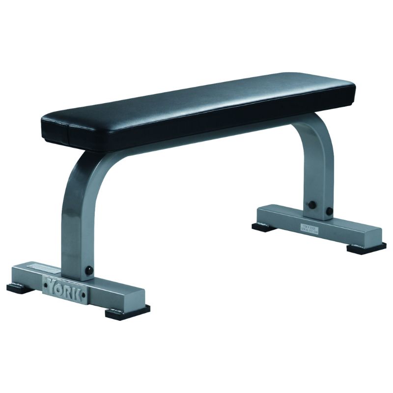 York Barbell STS Flat Bench Silver  Side View