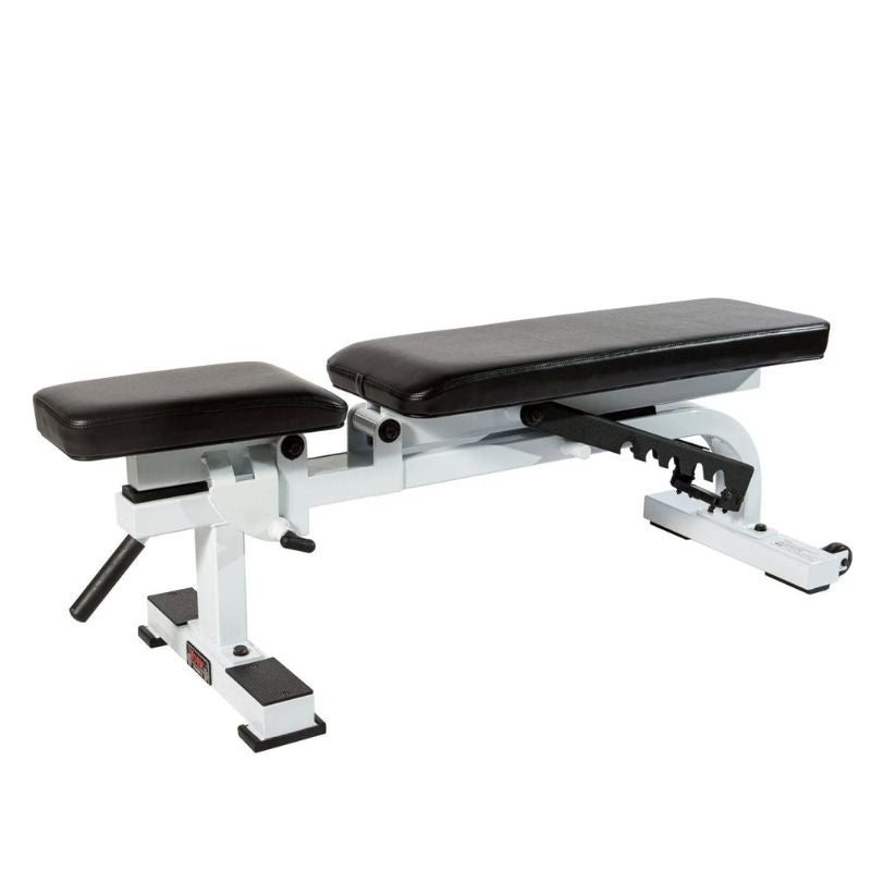 York Barbell STS Flat to Incline Bench White Flat Bench