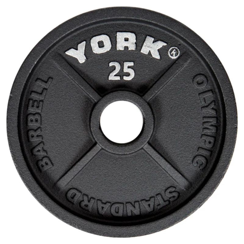 York Deep Dish Cast Iron Olympic Weight Plate Set _ 2899 25 lb Olympic Plate