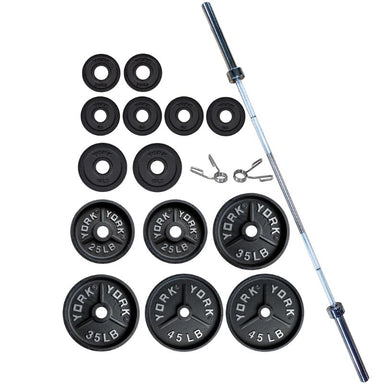 York Deep Dish Cast Iron Olympic Weight Plate Set _ 2899 Main Display