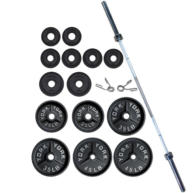 York Deep Dish Cast Iron Olympic Weight Plate Set _ 2899 Main Display