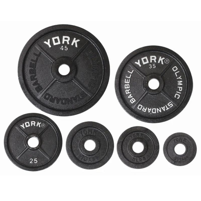 York Legacy Cast Iron Precision Milled Olympic Plate Set - 300 lb _ 29037 2.5 lb olympic plate to 45 lb olympic plate