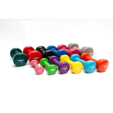 York Multi-Color Vinyl Fitbell Set 1lb to 15 lb dumbells