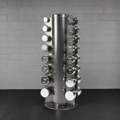York 8 Pair Chrome Dumbbell Set w Vertical Rack | 33062 Set