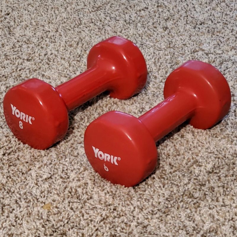 York Multi-Color Vinyl Fitbell 8 lb dumbbells pair