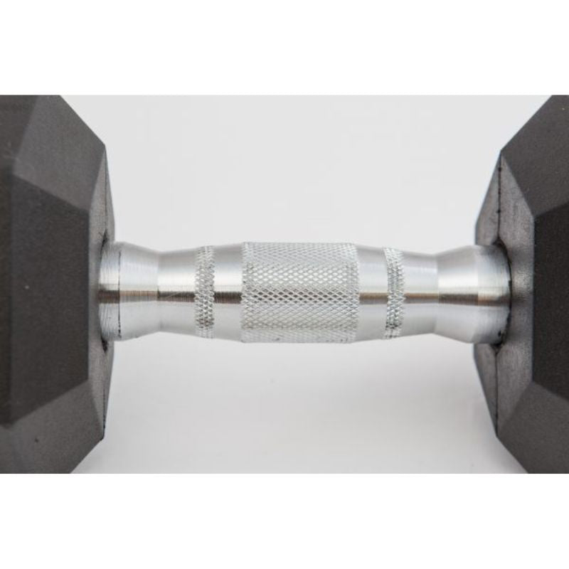 York Rubber Hex Dumbbell w/ Chrome Ergo Handle Knurling Handle