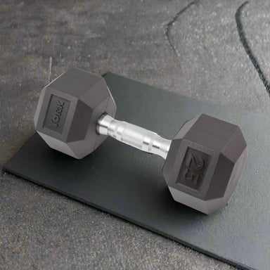 York Rubber Hex Dumbbell with Chrome Ergo Handle 25lbs