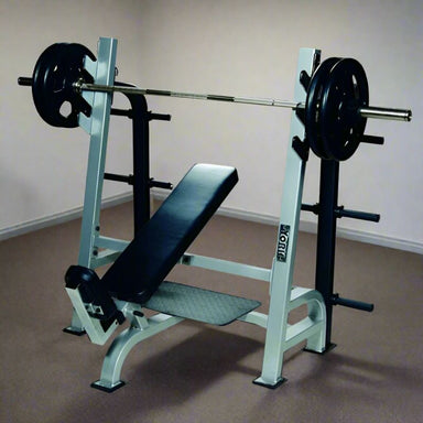 York STS Olympic Incline Bench Press w Gun Racks Silver
