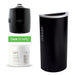 Zogics Ex-Cell Black Half Round Trash Can with Sanitizing Wipes and Dispenser on a white background