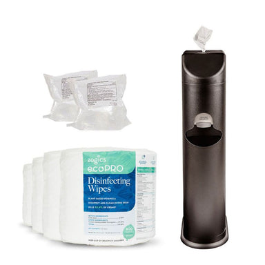 Zogics The Cleaning Station + ecoPRO™ Plant-Based Disinfecting Wipes Starter Kit - Black
