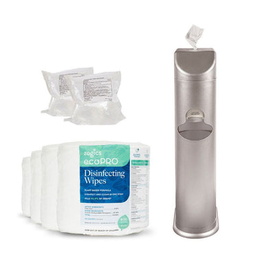 Zogics The Cleaning Station + ecoPRO™ Plant-Based Disinfecting Wipes Starter Kit -  Silver