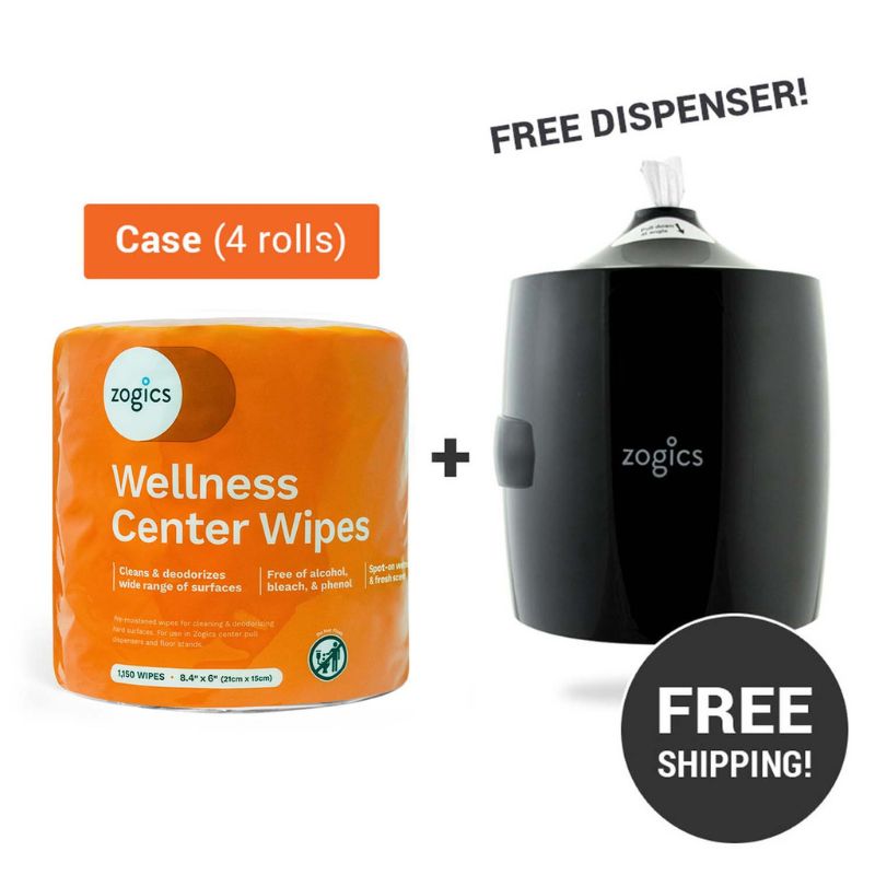 Zogics Wellness Center Wipes New Customer Bundle with Upward Dispensing Wipe Dispenser
