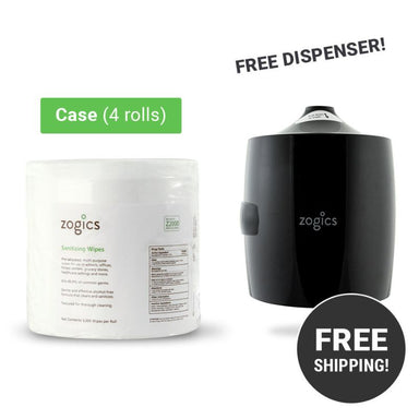 Zogics Sanitizing Wipes New Customer Bundle with Upward Dispensing Wipe Dispenser