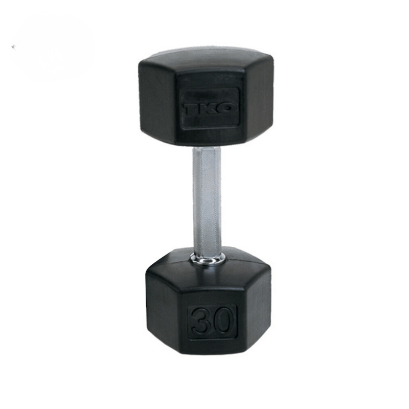 TKO 5-50lb Rubber Hex Tri-Grip Handle Dumbbells w/ 3 Tier Rail Rack | S6230-TXRA10