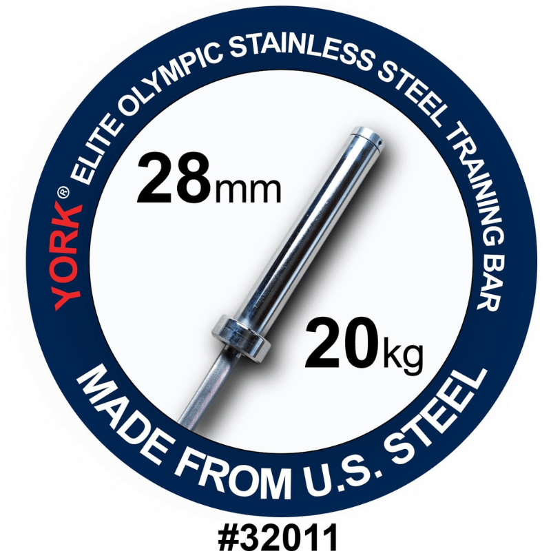 York 20 Kg Men's Elite Stainless Steel Training Bar 28mm | 32011