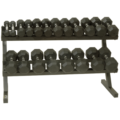 VTX 5-50lb Rubber 8-sided Hex Dumbbells with Horizontal Pack | VERTPAC-SDR50
