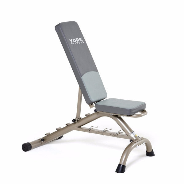 York YORK Multi Position Fitness Bench w/Fitbell Storage - Silver Frame - 45071
