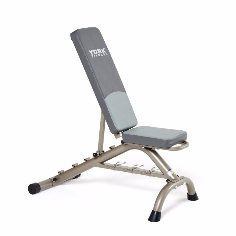 York YORK Multi Position Fitness Bench w/Fitbell Storage - Silver Frame | 45071