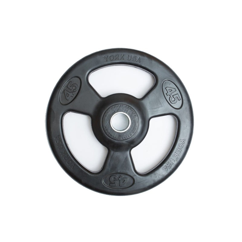 York "ISO-GRIP" Rubber Encased Steel Composite Olympic Grip Plate - Black
