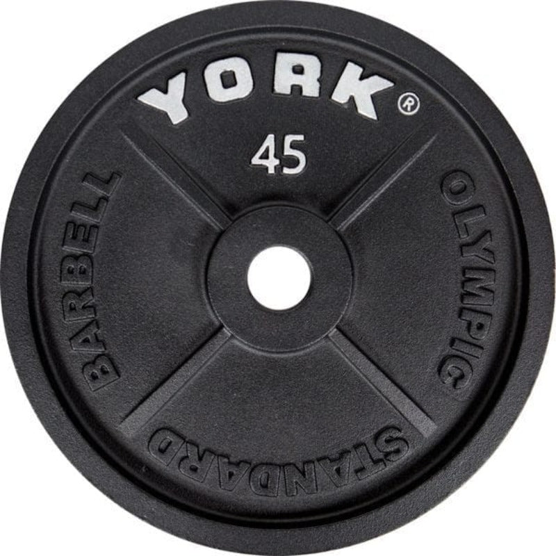 York Int'l Cast Iron Olympic Plate - Black 45lb