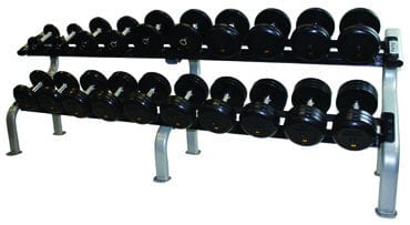 TROY 5-50 lb Rubber-Encased Pro-Style Dumbbell Set with Saddle Rack COMMPAC-RUFDR50